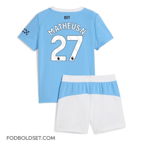 Manchester City Matheus Nunes #27 Hjemme Trøje Børn 2025-26 Kortærmet (+ Korte bukser)